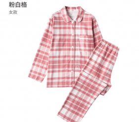 法兰绒粉白格-女